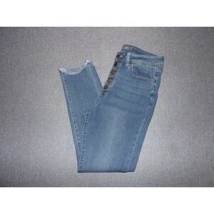 Just USA Skinny Jeans Womens 31/12 Blue High Rise Button Fly Frayed Hem